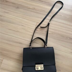 Furla Black Satchel with Gold Accents
